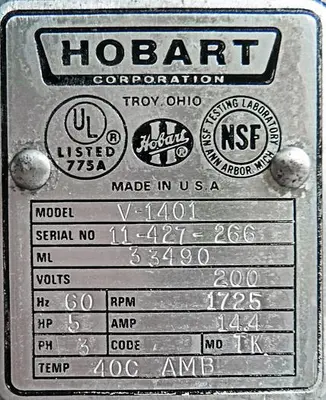 USED HOBART® 140-QUART MIXER WITH BOWL GUARD, MODEL V-1401