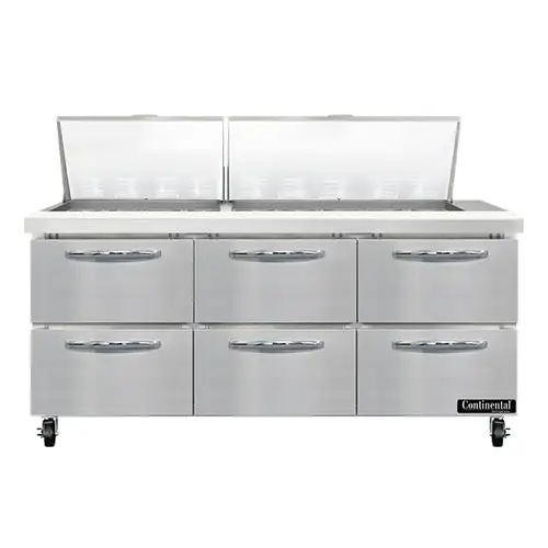 Continental SW72N27M-D 72" Sandwich/salad Prep Table W/ Refrigerated Base, 115v