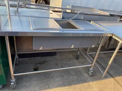 Used Falcon Restaurant Supply Used 60" Stainless Steel 3 compartment Ice Down Bar Table - SS161 Food Displays Illinois US | Falcon Restaurant Supply #1376032