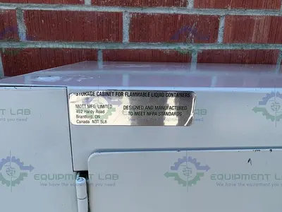 USED MOTT FLAMMABLE STORAGE CABINET 48" X 22" X 35" W/ MOTT ACID CABINET 18"X35"X48"