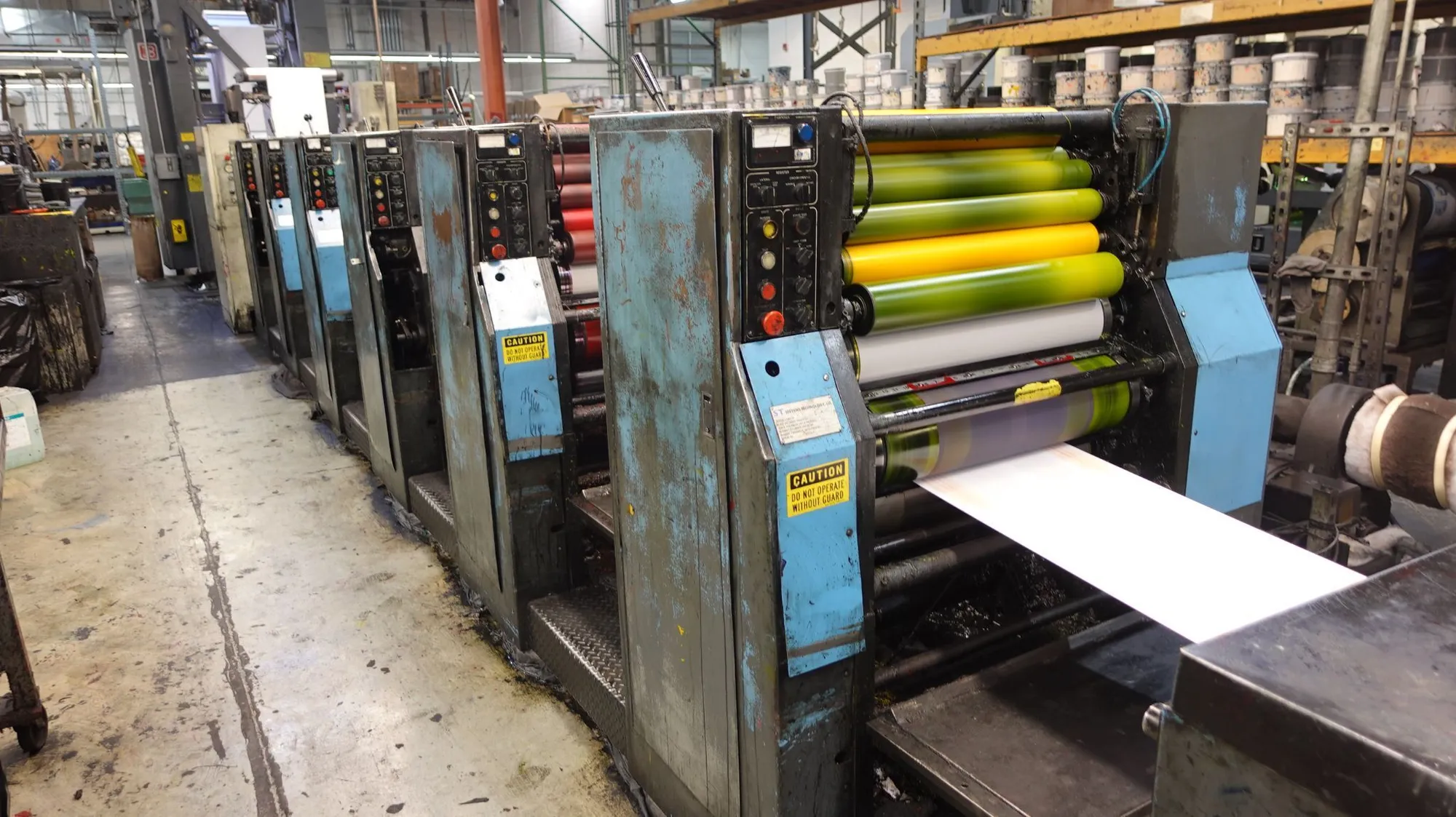 USED STEVENS 6-Unit (1) Web Offset Press – 26” Web Width – Variable Cutoff