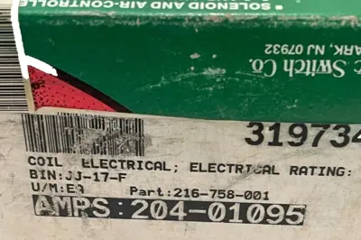 NEW ASCO 216758-001-D SOLENOID VALVE COIL 216758001D