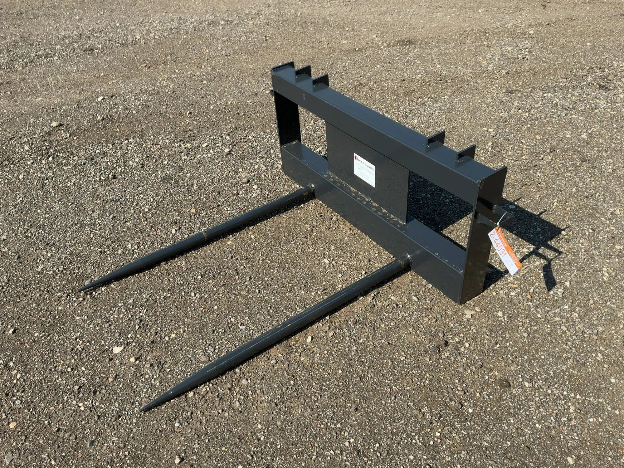 New JCT Bale Spear Skid Steer Attachment, Universal Quick Attach, Has Two Spears that Stick Out Appr...