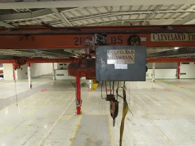 Cleveland Tramrail P&H 1 Ton Single Girder Underhung Bridge Crane 21' 8" Span