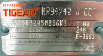 NEW DODGE TIGEAR MR94742JCC GEAR REDUCER 5:1 Q150B005M056K1