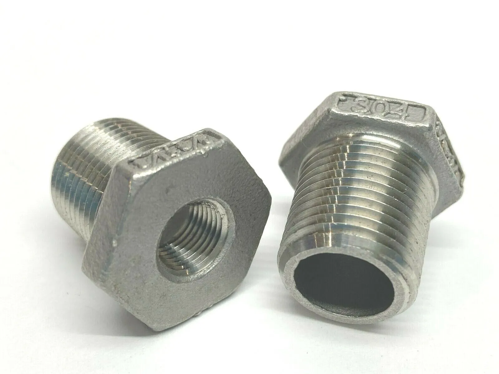 304 Stainless Class 150 Male 3/8 x 1/8" Female Reducing Bushing LOT OF 2 - Used