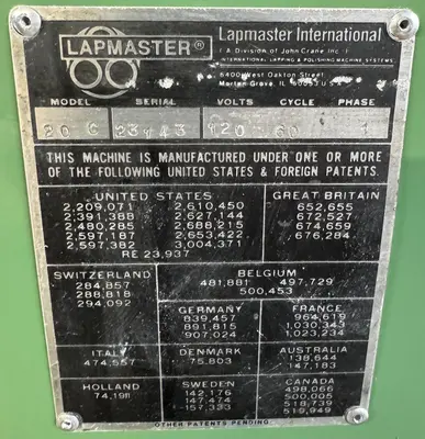 Used LAPMASTER 20 G Lappers Ohio US | CW WOOD MACHINERY #1047831