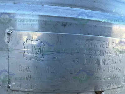 USED ALLOY PRODUCTS 120 LITER STAINLESS STEEL PRESSURE VESSEL 100 PSI