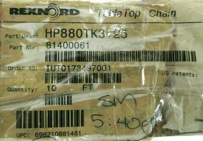 NEW REXNORD 81400061 TABLETOP CHAIN 10FT HP880TK3.25