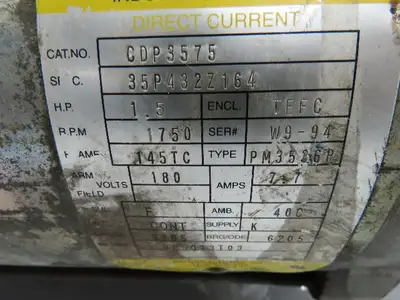 Ohio CDP3575 Gear Reducer 20:1 Ratio 1-1/8"Right Hand Shaft & 180DC Baldor Motor