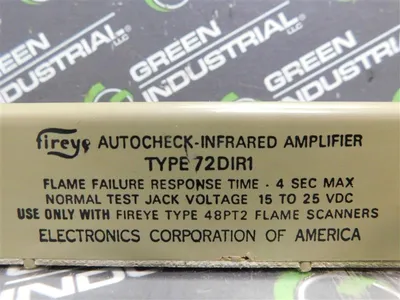Fireye 72D1R1 Autocheck Infrared Amplifier -4 Sec Max. 15 to 25 VDC Used