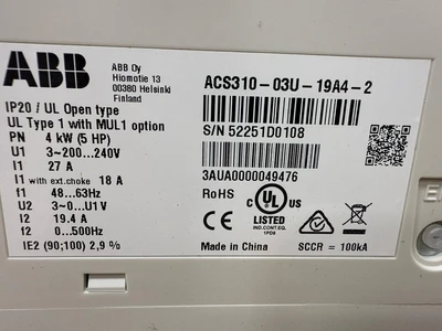 ABB ACS310-03U-19A4-2 Variable Frequency Drives | Fram Fram LLC (12)