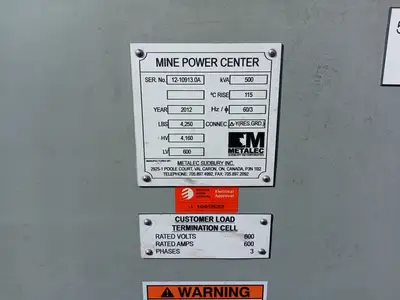 Underground Substation w/ 500 kVA Transformer, 4160V HV, 600Y/346V LV