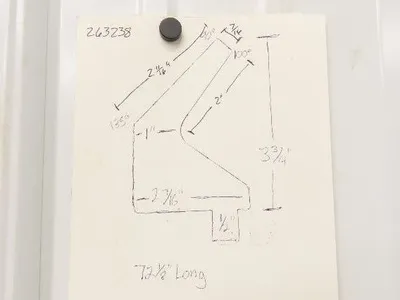 Press Brake Punch Die 72-1/8" Long 90° V 7/16" Finger 2" Return 3-3/4" H