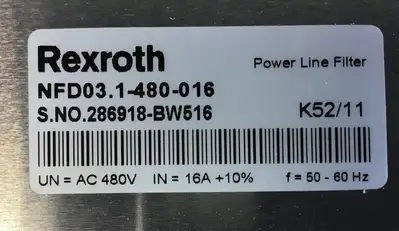 REXROTH NFD03.1-480-016 POWER LINE FILTER 3xAC 480V 16A Loc.4A