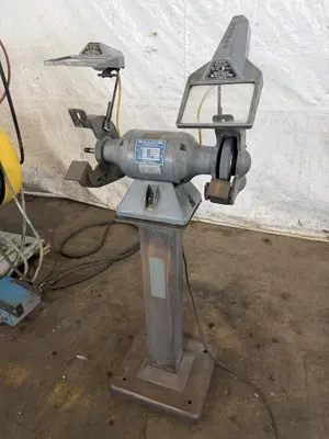 1/2 HP BALDOR PEDESTAL DOUBLE WHEEL GRINDER. STOCK # 0222026