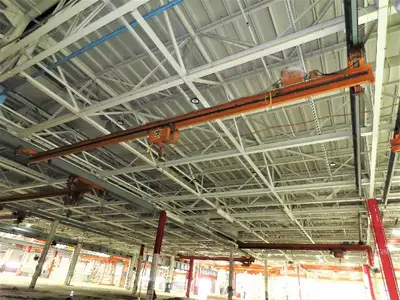 Cleveland Tramrail P&H 1 Ton Single Girder Underhung Bridge Crane 45' 10" Span