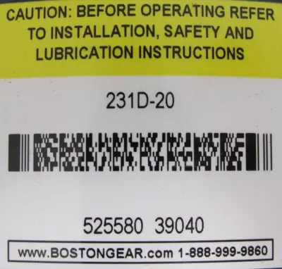 NEW BOSTON GEAR 231D-20 SPEED REDUCER 20.03:1 231D20