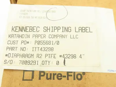 ITT Industries 43298  4" R2 Valve Diaphragm Repair Kit PTFE