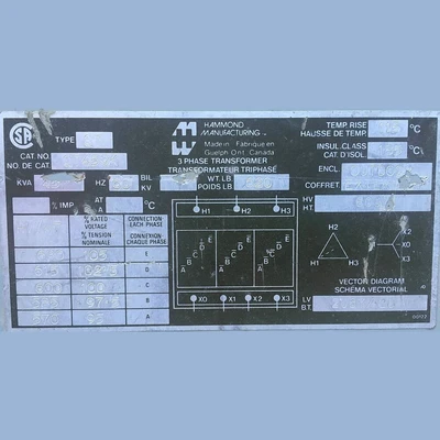 Hammond 45 kVA Transformer