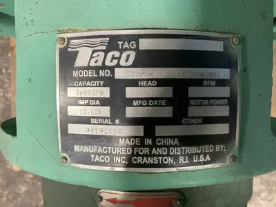 Used 2019 TACO INC TS121014DM0DA3D2M000000 Pumps Ohio US | HGR 24 #1764654