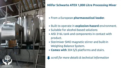 USED 2000 Milfor Schwarte ATEX 1000L Mixer