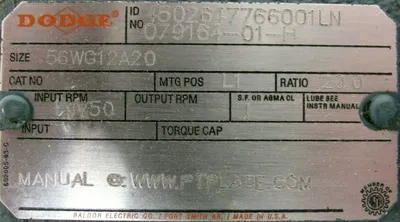 NEW DODGE 56WG12A20 GEAR REDUCER 20:1