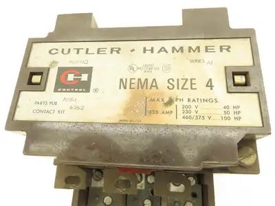 Cutler Hammer A10FN0 Size 4 Motor Starter Contactor 100Hp 600V 3PH 120V Coil