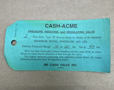 NEW CASH VALVE 01455-0040