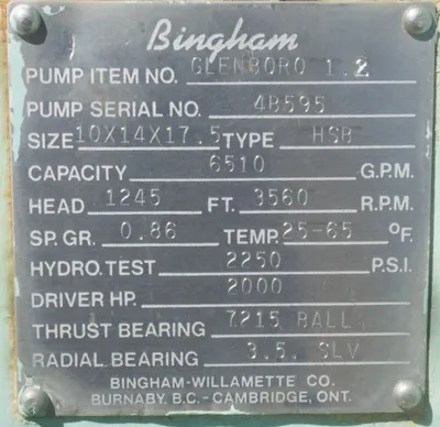 USED SULZER BINGHAM 10X14X17.5 HSB