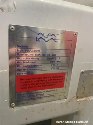 USED ALFA LAVAL FOODEC 219