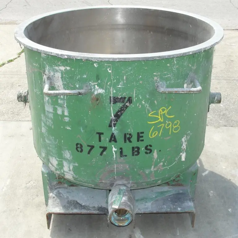 SPC6798  Mixer and Blender 100 gallon Ross change can Stainless Steel 39.25" inside diameter 27.5" inside height