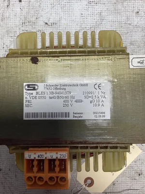 J Schneider Electric Transformer BLES 1.3B-940413T9; 400 Volt Primary