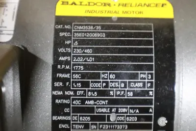Baldor CNM3538/35 Industrial  Motor .5 HP 230/460 V 1770 RPM 3 PH - STOCK SGF66