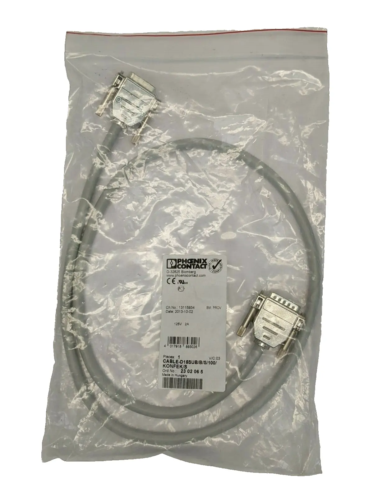 New | in-Stock Phoenix Contact Round Cable D-Sub 1m 2302065 Cable & Wire Michigan US | Maverick Industrial Sales #1392042