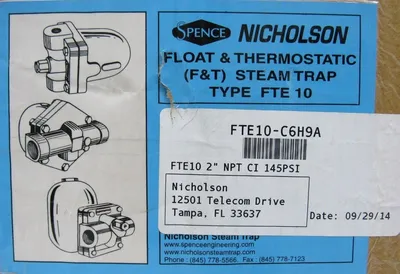 NEW NICHOLSON FTE10-C6H9A FLOAT & THERMOSTATIC STEAM TRAP 2" FTE10C6H9A FTE-10