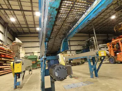 New London Engineering 7.5"x12' Plastic Roller Belt Accumulating Conveyor 30 FPM