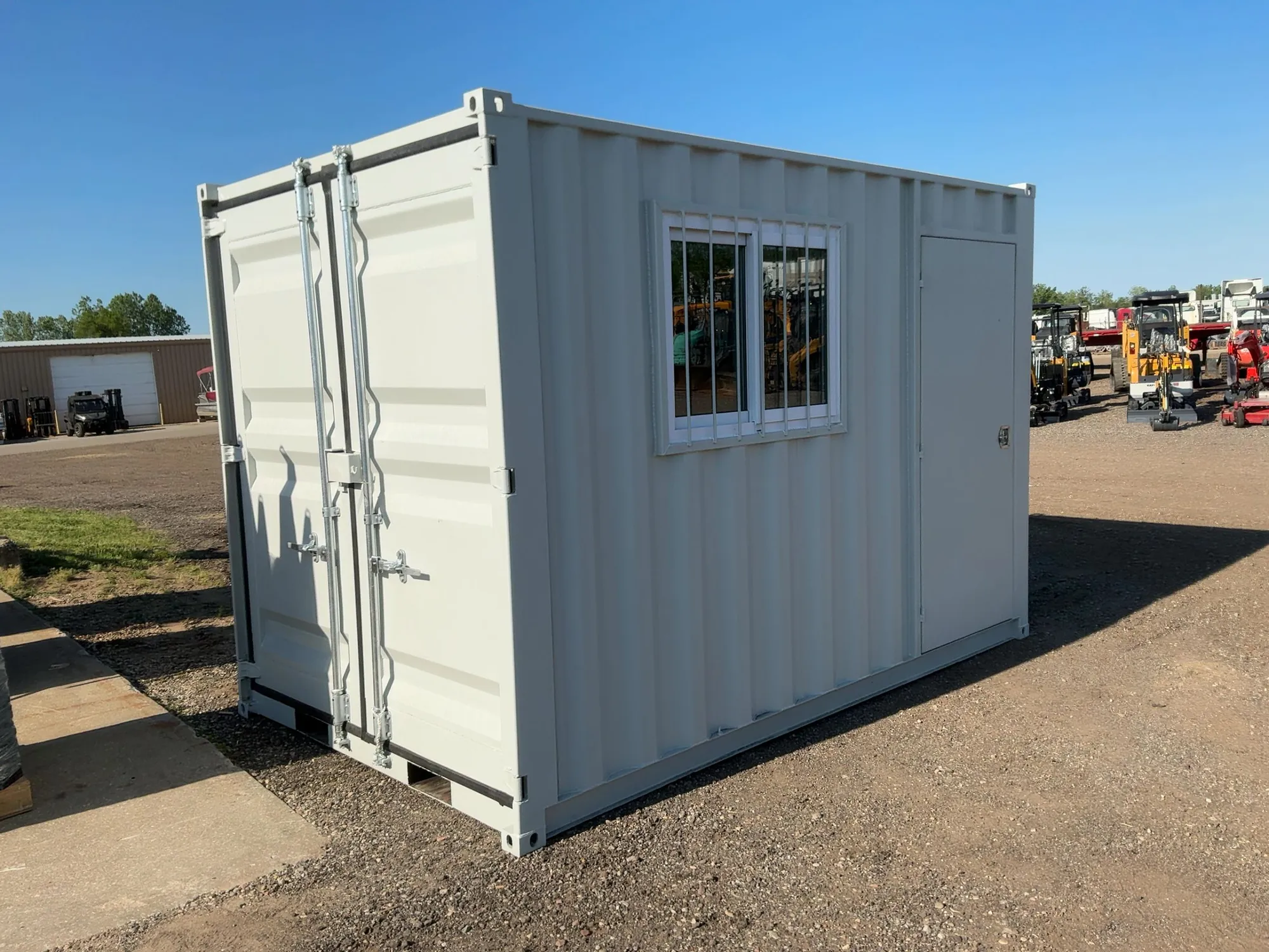 New 12’ Job Site Storage Container, 12’x87-1/2”x98-1/2” tall overall, Swing Doors on One End with 7’...
