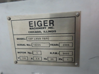 1 hp Eiger Machinery High Speed Lab Disperser