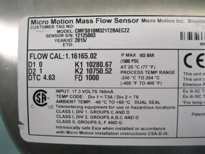 USED Micro Motion CMFS010M321T2BAECZZ