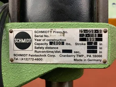 6762-230 Schmidt Precision Pneumatic Toggle Assembly Press 2″ Stroke – Germany New 1999