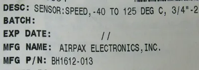 NEW AIRPAX N1612-003 SPEED SENSOR N1612003 BH1612-013