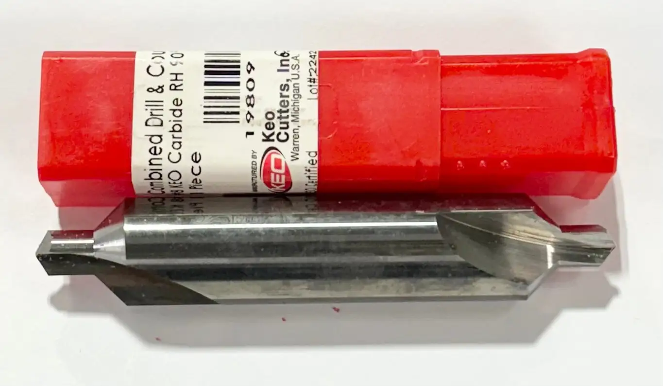 Keo #8 Solid Carbide Drill & Countersink Right Hand 90° Straight Flute USA