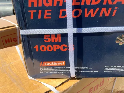 Lot of (100) New SDLANCH 1” Wide Straps with Ratchets Attached, 5 Meter Long, for looping around ite...