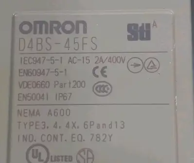 OMRON D4BS-45FS Safety Door Switch Loc4D17