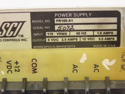 SCI PR102-A1 Industrial Power Supply 5VDC 2.5A 12VDC 5.5A Input 115V