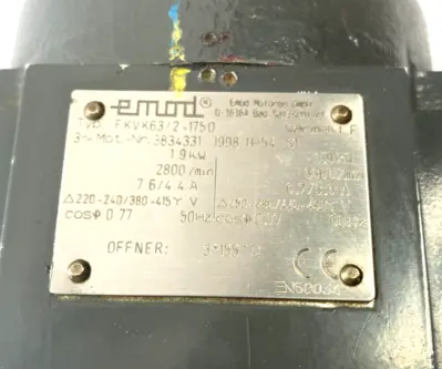 USED EMOD 3-PHASE ELECTRIC MOTOR 1.90KW 2800/3360RPM