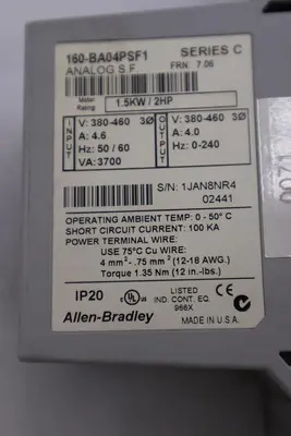 Allen Bradley 160-BA04PSF1 /C Speed Controller 1.5KW/ 2HP STOCK H1099