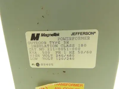 Magnetek 211-0051 Powerformer Transformer .500kva HV240/480 LV 120/240 1PH