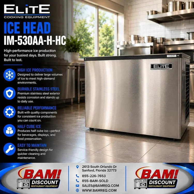 New | in-Stock ELITE IM-530AA-H-HC Ice Machines Florida US | BAM Discount Restaurant Equipment #1370564